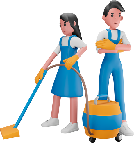 3d Cleaning workers